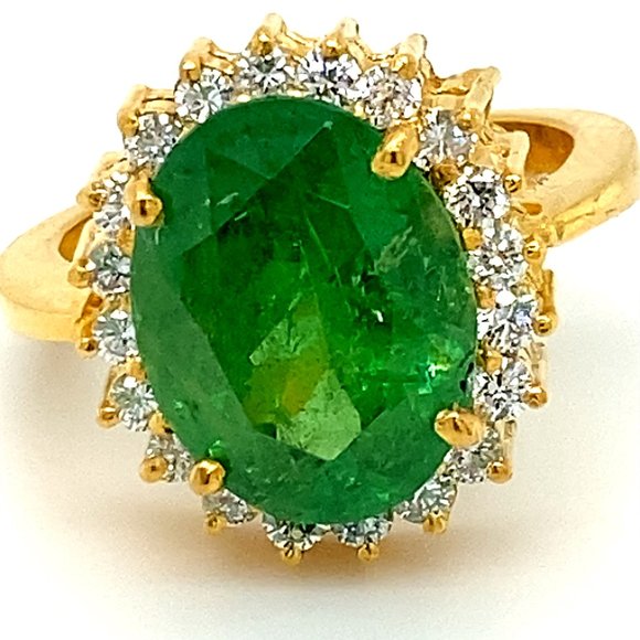 Certified Tsavorite 6.08ct Diamonds 22K Gold Ring - Picture 7 of 10